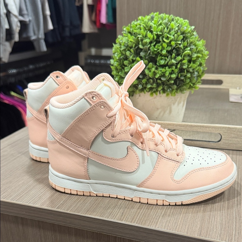 Nike Women's Dunk High-Top Sneakers - Light Pink and White